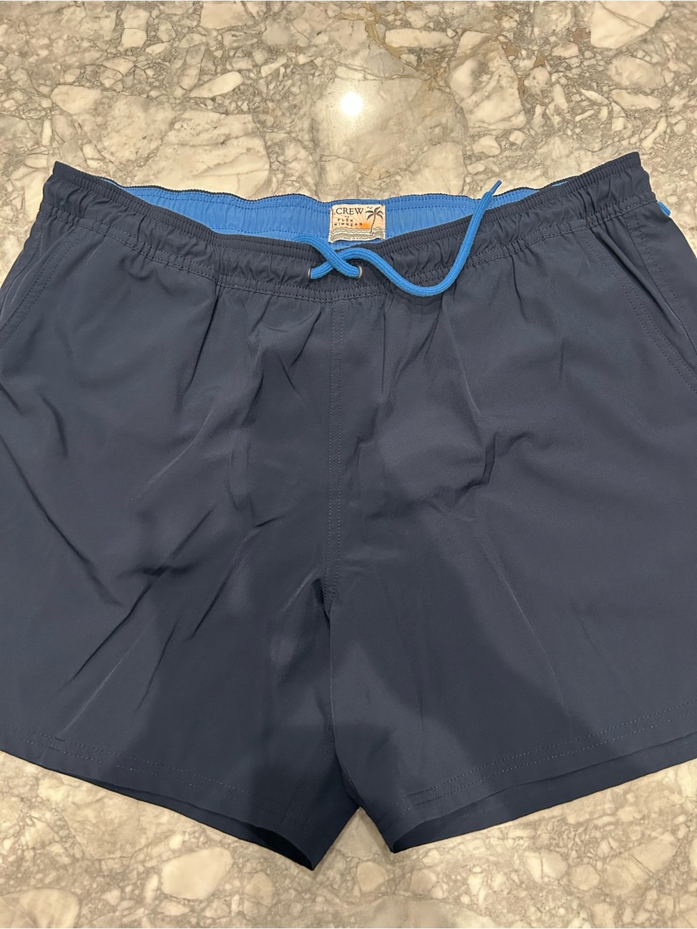 J. Crew Men’s Navy Swim Trunks with Blue Trim